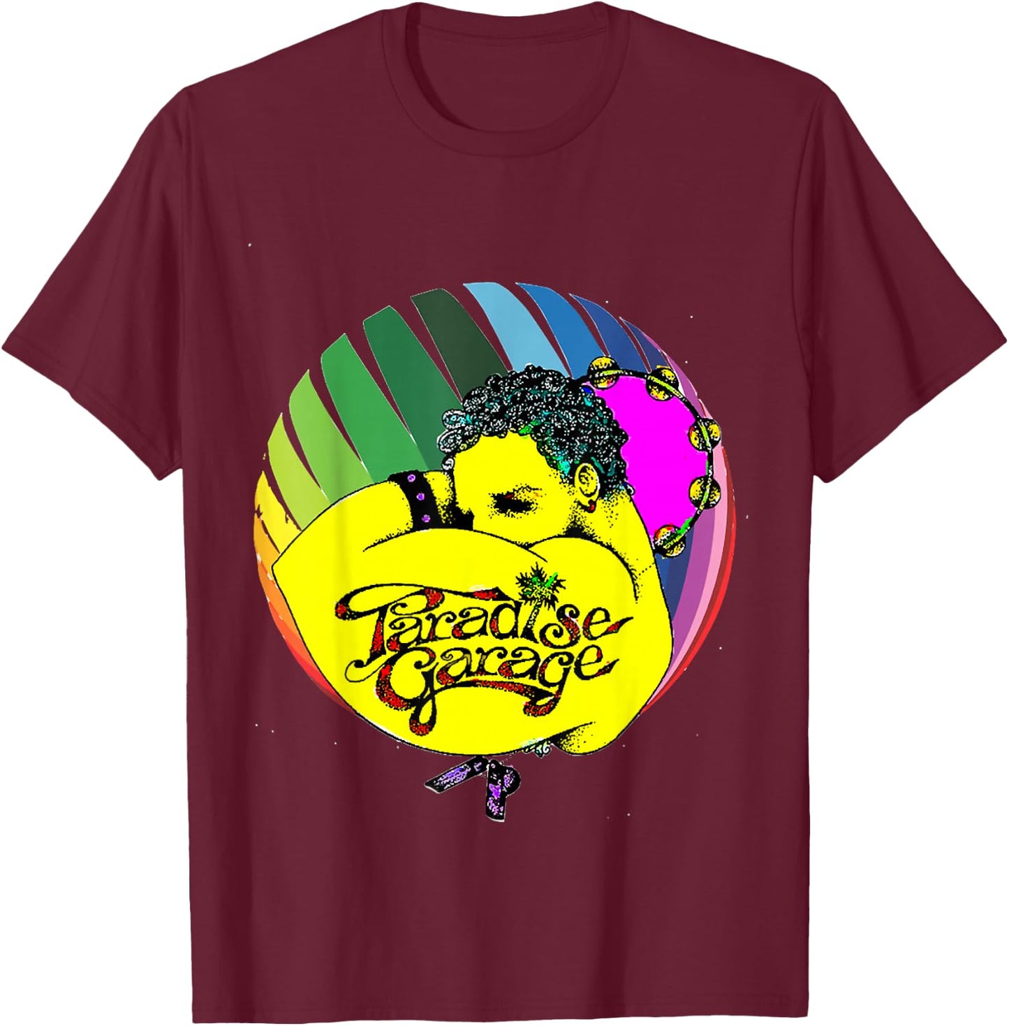Paradises Garages Logo Pride Colors Sphere T-Shirt - T-Shirt | Maroon