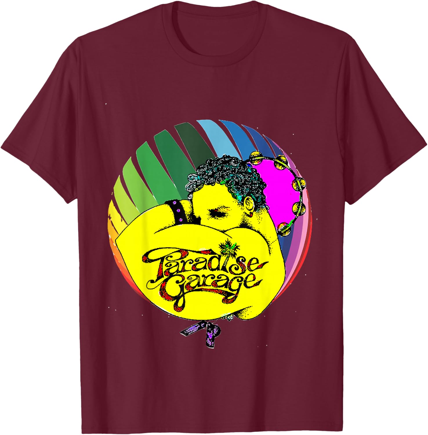 Paradises Garages Logo Pride Colors Sphere T-Shirt - T-Shirt | Maroon
