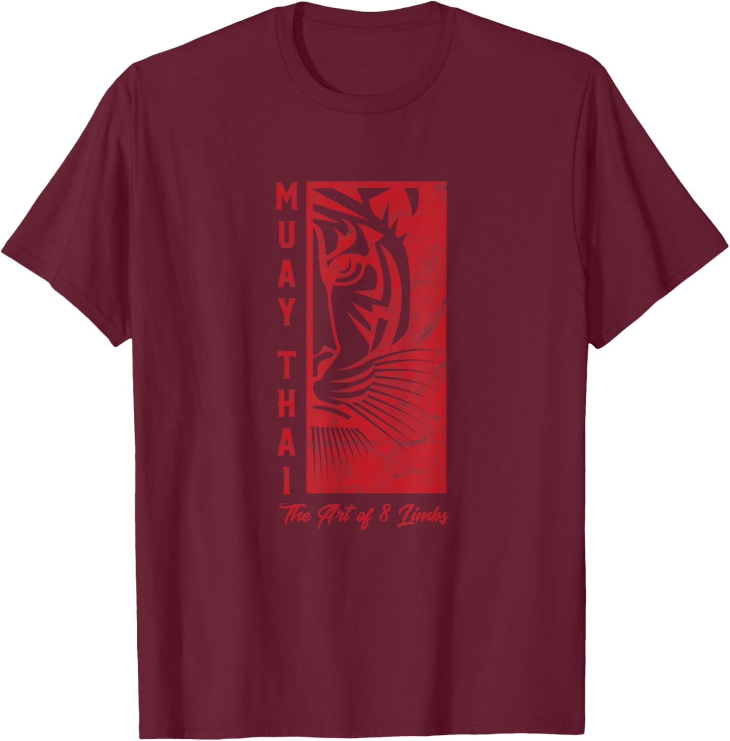 Muay Thai Tiger Art of 8 Limbs Kickboxing Gift Shirt T-Shirt - T-Shirt | Maroon