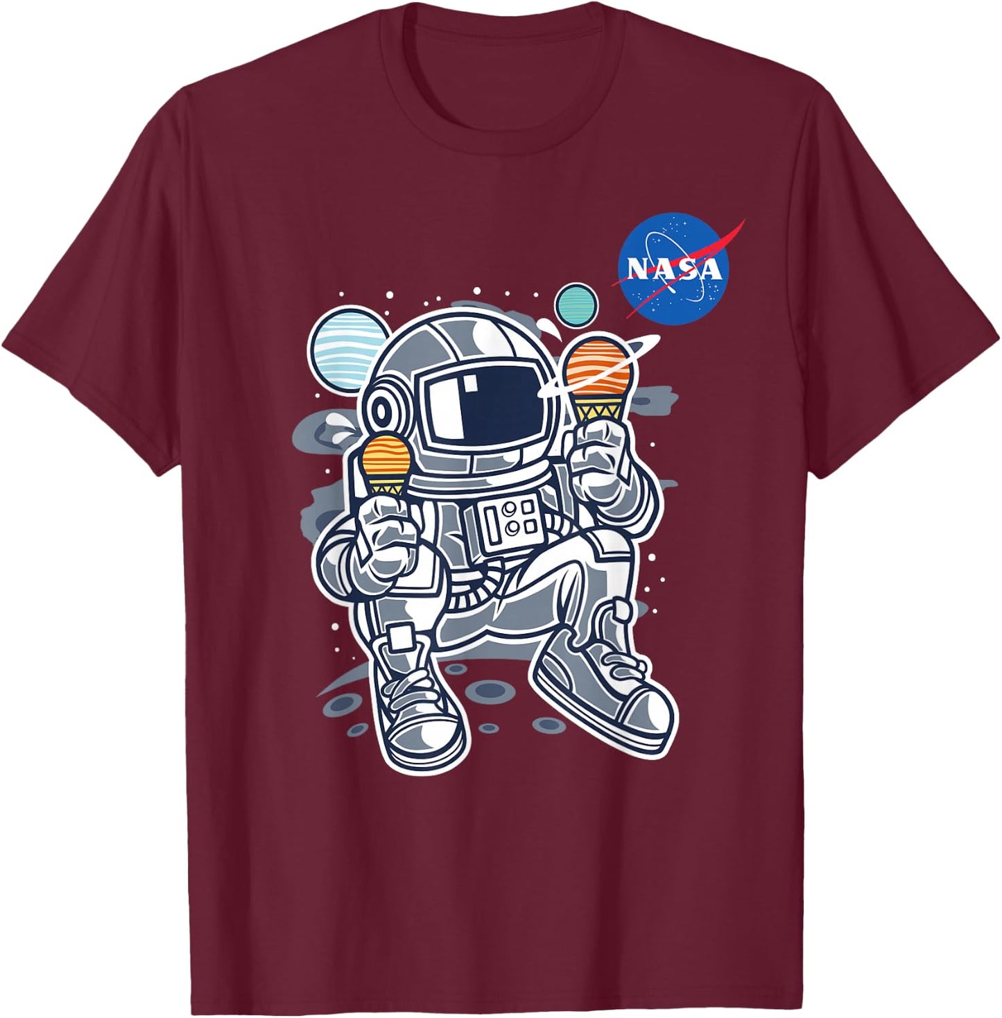 Astronaut Planet Ice-Cream NASA T-Shirt - T-Shirt | Maroon