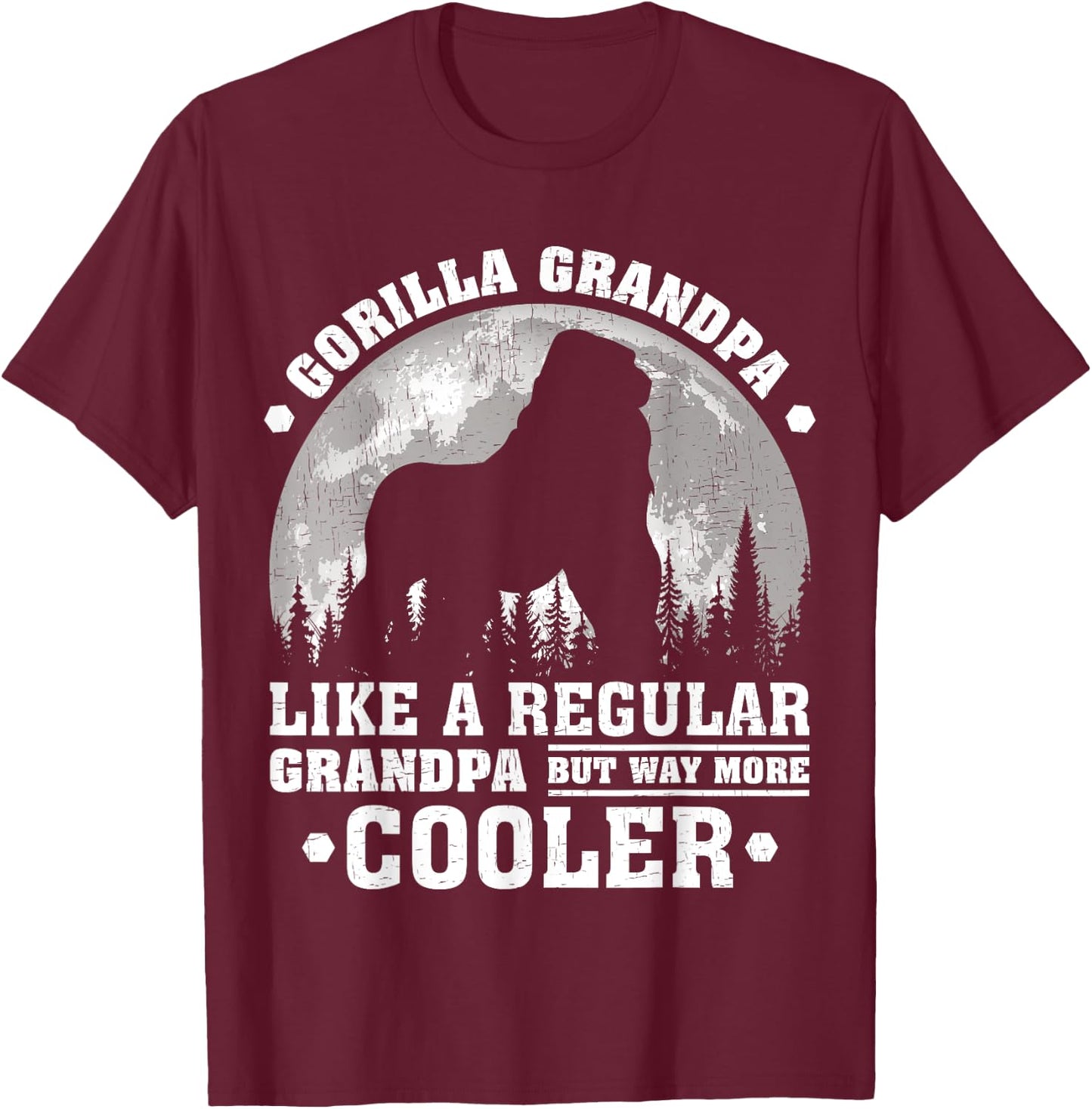 Gorilla Grandpa Funny Moon Vintage Gorilla Father's Day T-Shirt - T-Shirt | Maroon