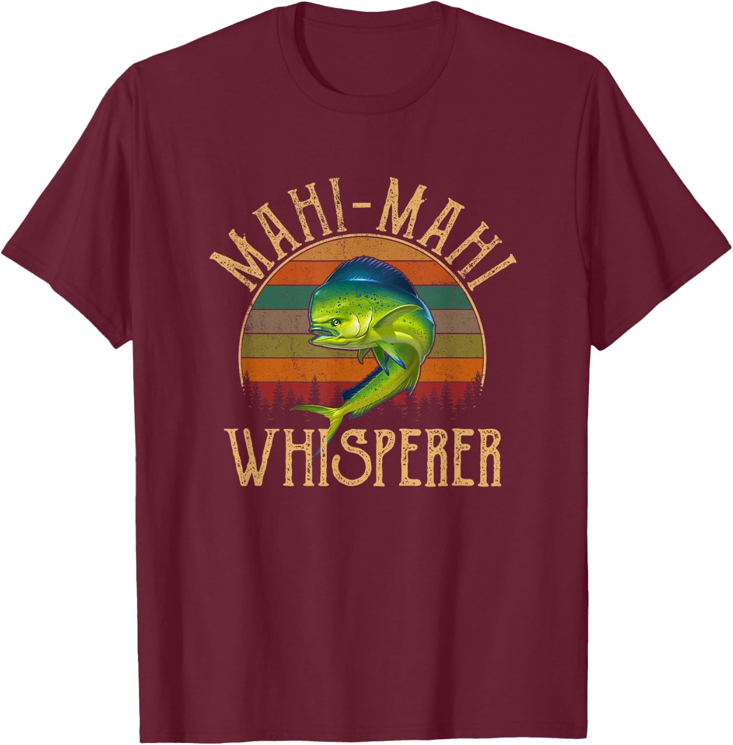 Mahi Fishing Apparel Mahi Mahi American Flag Fishing , -Adults, Black, Small, Short Sleeve T-Shirt - T-Shirt | Maroon