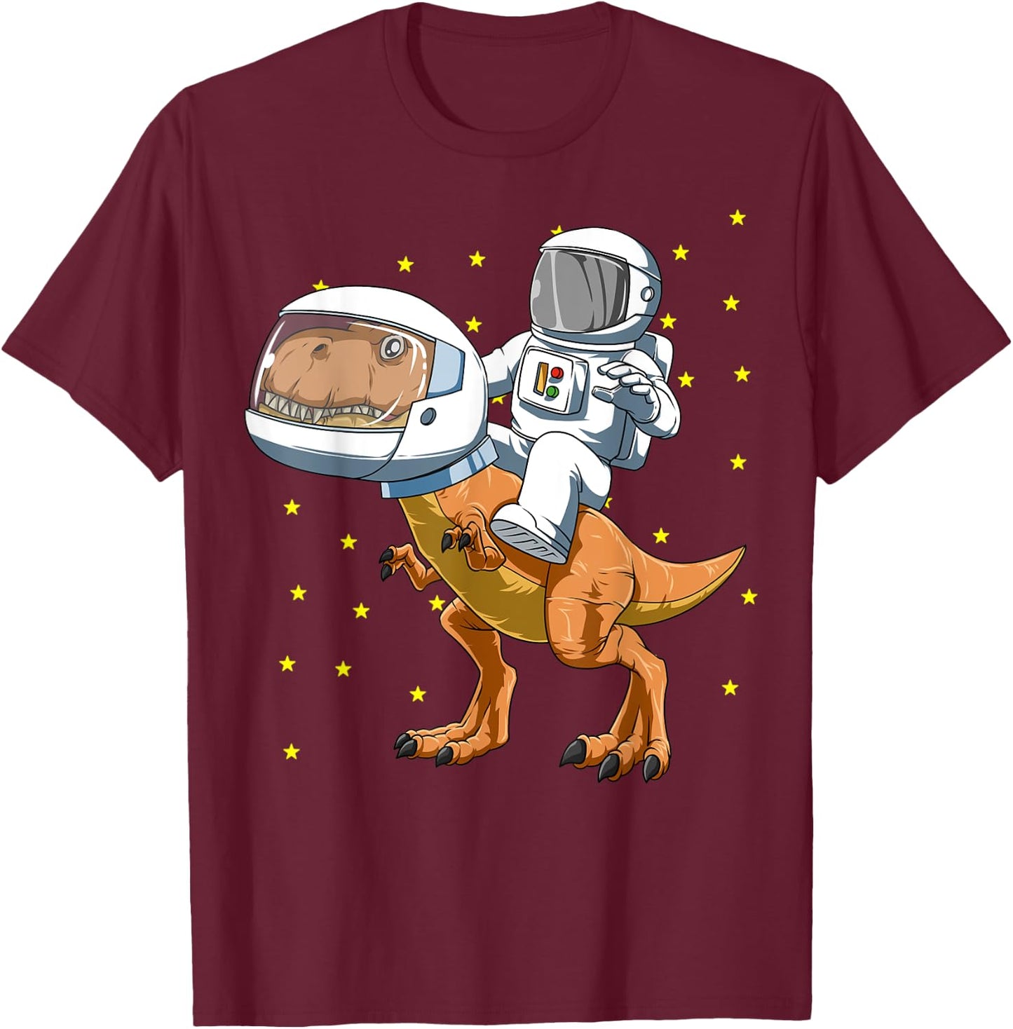 Astronaut Riding Dinosaur Astronaut Dinosaur Space Lovers T-Shirt - T-Shirt | Maroon