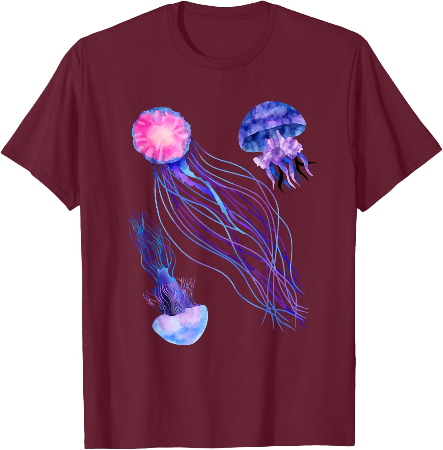 Retro Jellyfish T-Shirt - T-Shirt | Maroon