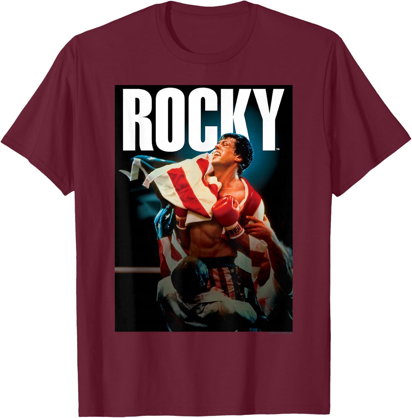 Rocky IV American Flag Portrait Small T-Shirt - T-Shirt | Maroon