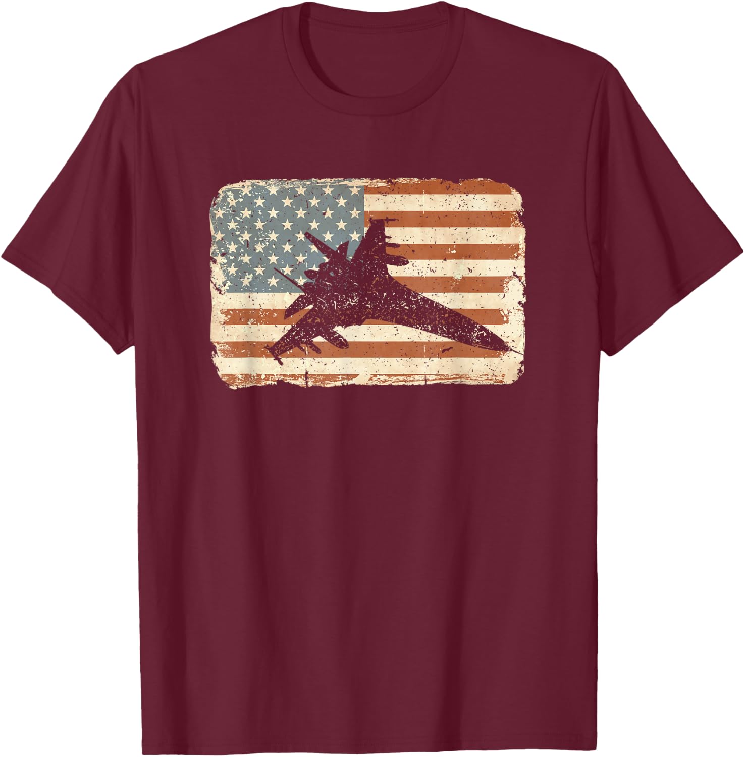 Jet airplane American Flag patriotic vintage plane shirt Kids Men T-Shirt - T-Shirt | Maroon