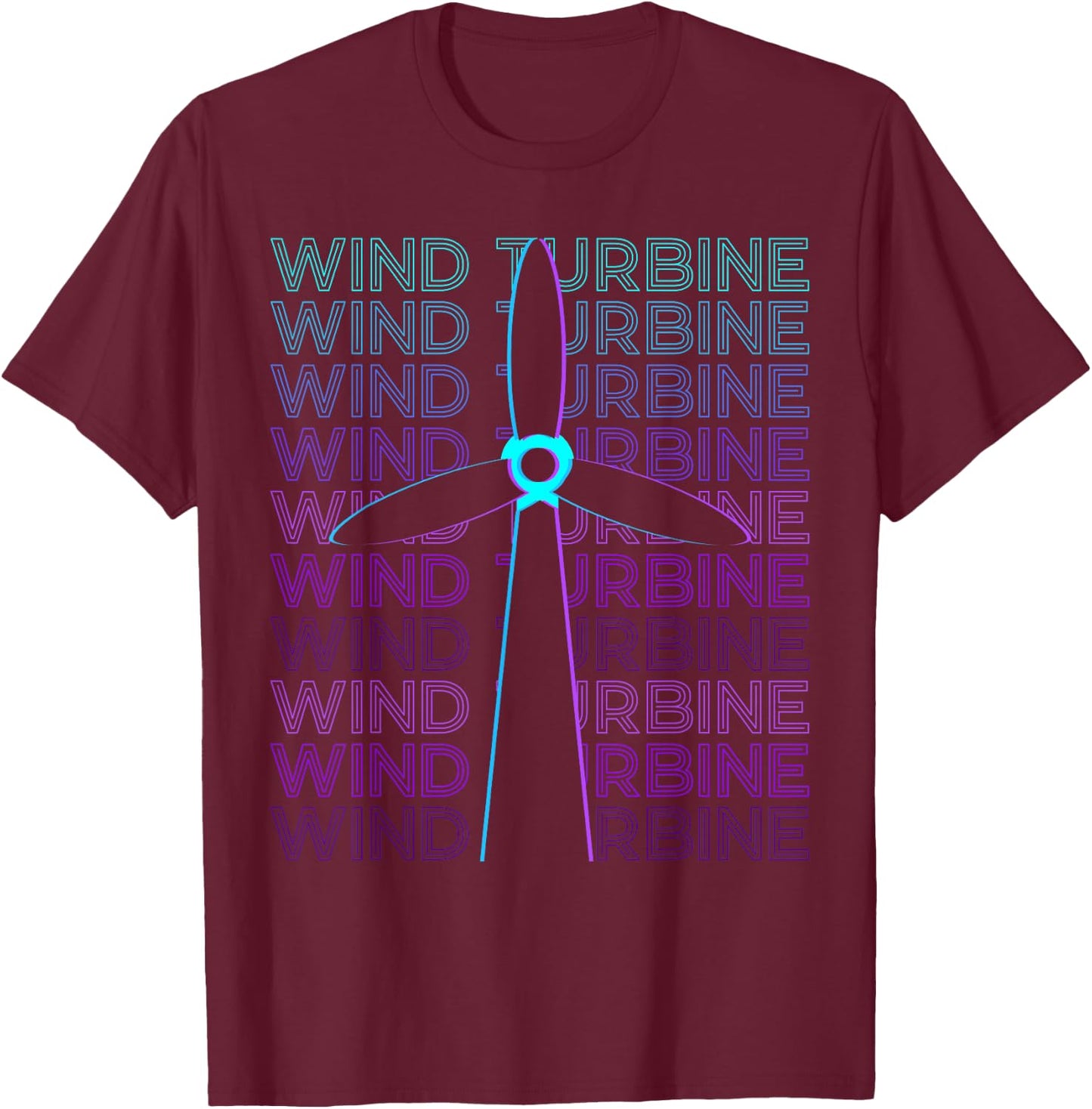 Wind Turbine Gifts -Adults, -Kids Retro-Modern Black Short Sleeve T-Shirt - T-Shirt | Maroon