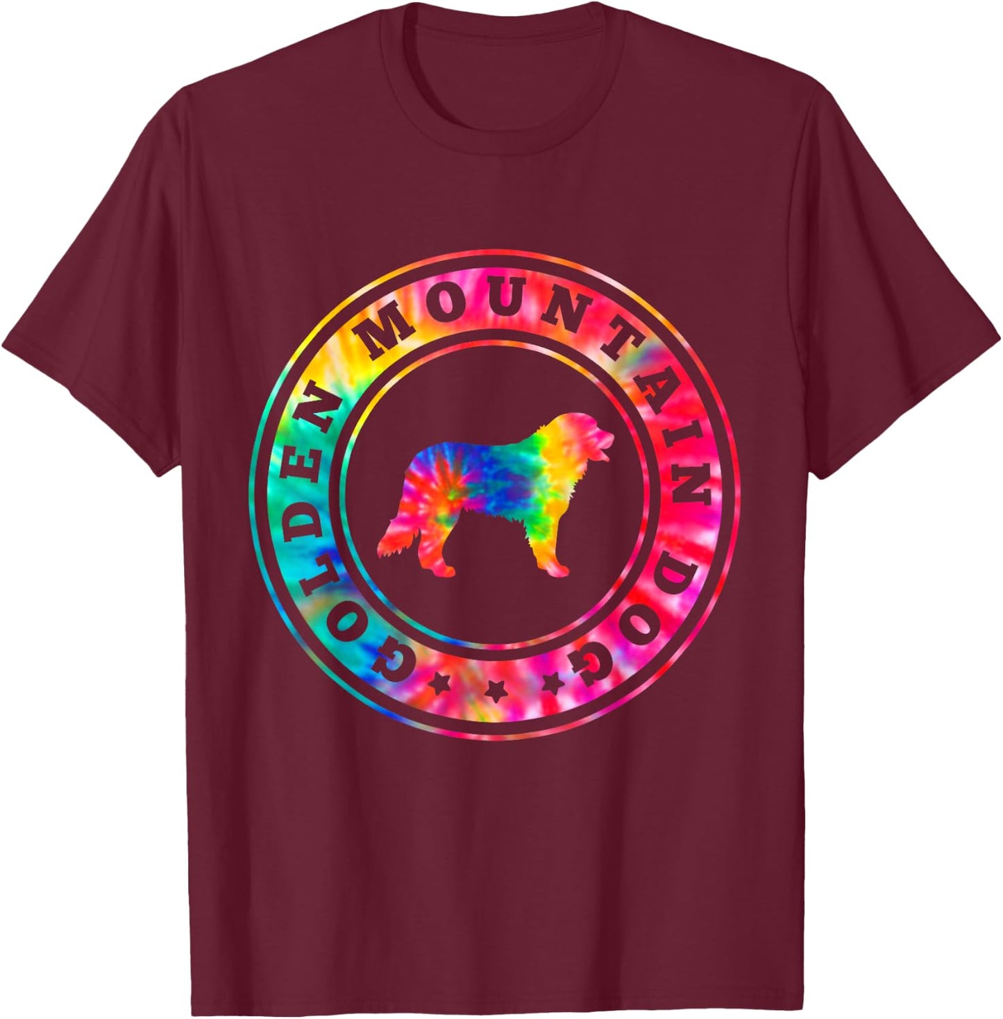 Tie Dye Golden Mountain Dog Dog Mom Dad Pet Lover T-Shirt - T-Shirt | Maroon