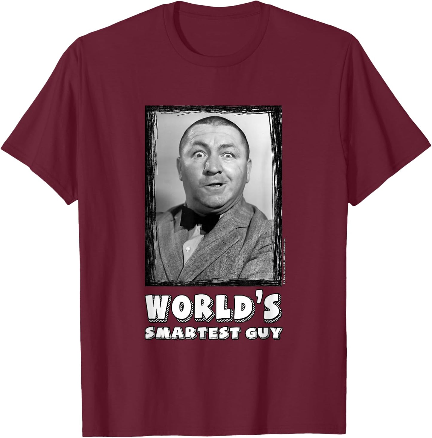TTS- The Three Stooges: Curly, World's Smartest Guy T-Shirt - T-Shirt | Maroon