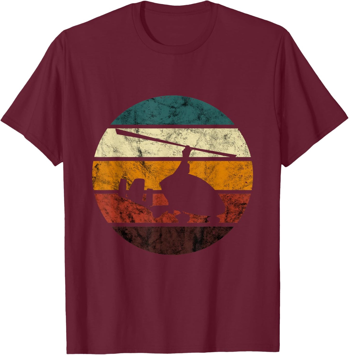 Gyrocopter Retro Vintage Aviation Autogyro Gyrocopter Pilot T-Shirt - T-Shirt | Maroon