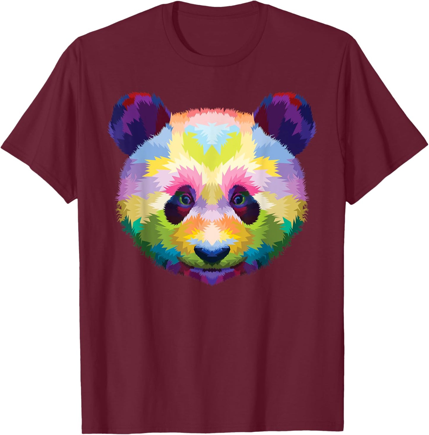 Rainbow Panda Head Brilliance Unleashed Cute Panda T-Shirt - T-Shirt | Maroon