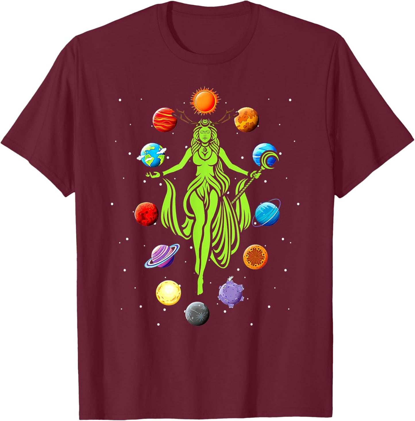 Gaia Greek Goddess Mother Earth Day Hippie Nature T-Shirt - T-Shirt | Maroon