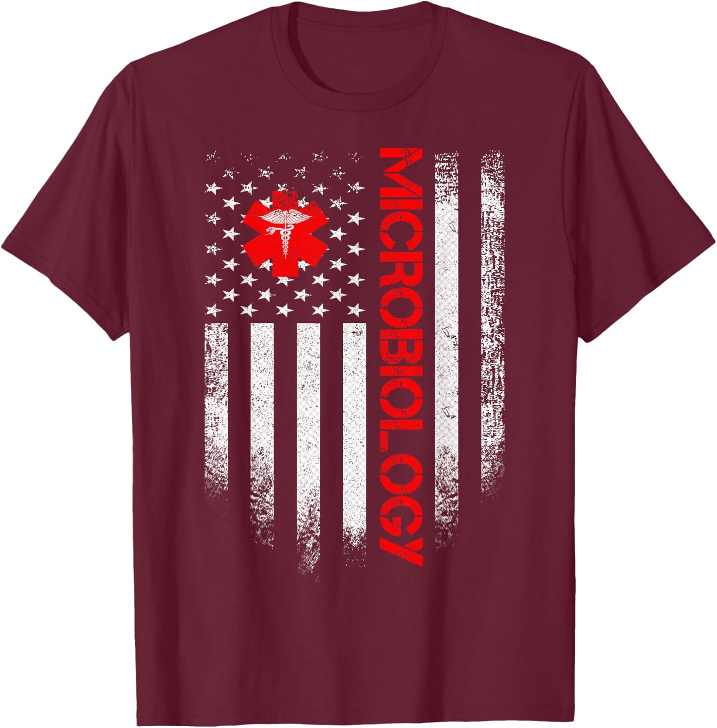 Vintage USA Microbiology Doctor American Flag Microbiologist Men T-Shirt - T-Shirt | Maroon