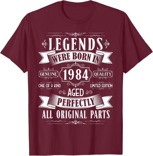 Legends Born In 1984 41st Birthday 41 Years Old Bday Men T-Shirt - T-Shirt | Maroon