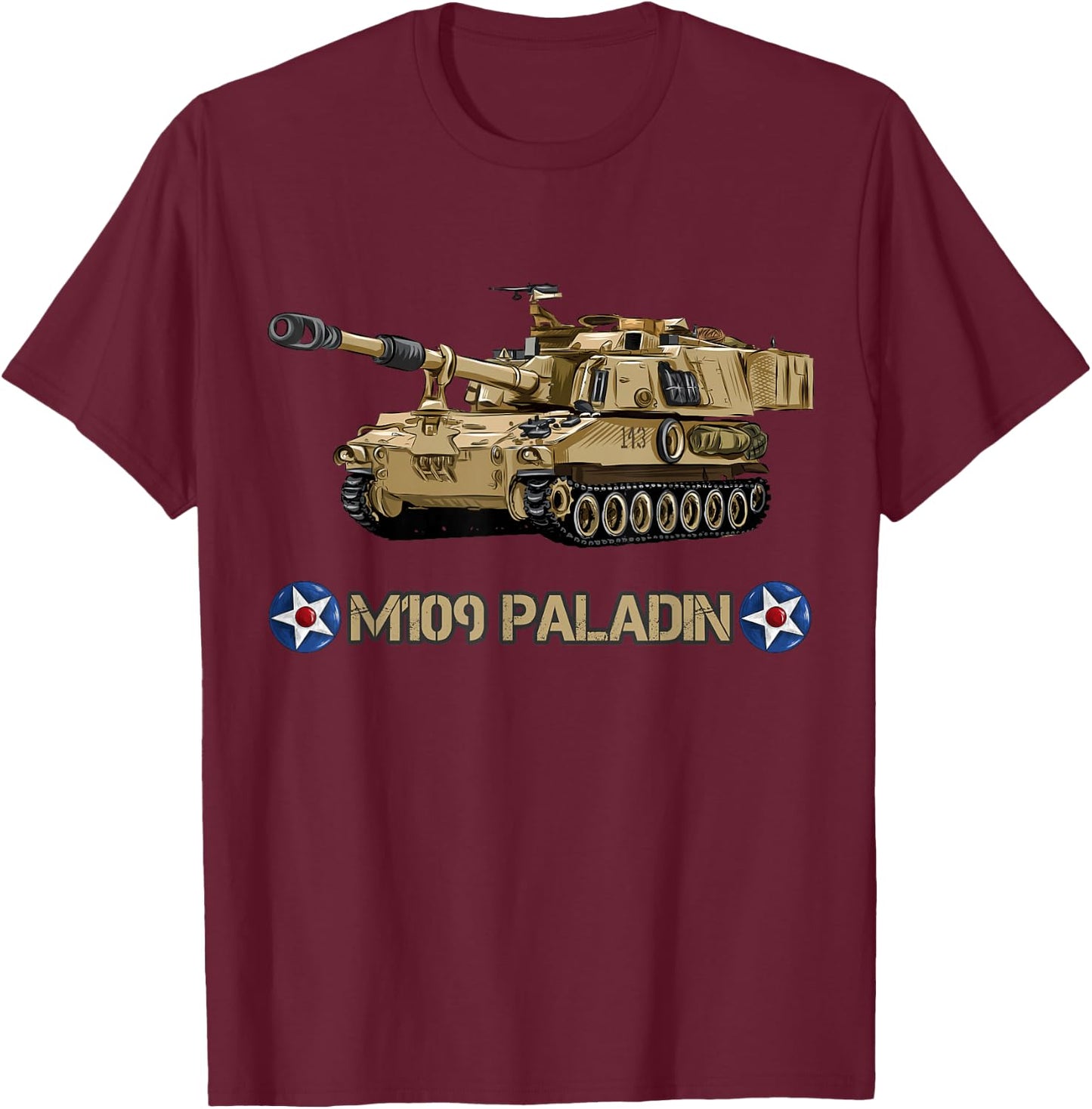 American Self Propelled Artillery M109 Paladin T-Shirt - T-Shirt | Maroon