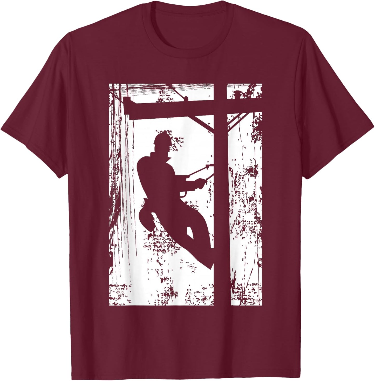 Daddy Father Lineman | Electric Cable Lineman Gift T-Shirt - T-Shirt | Maroon