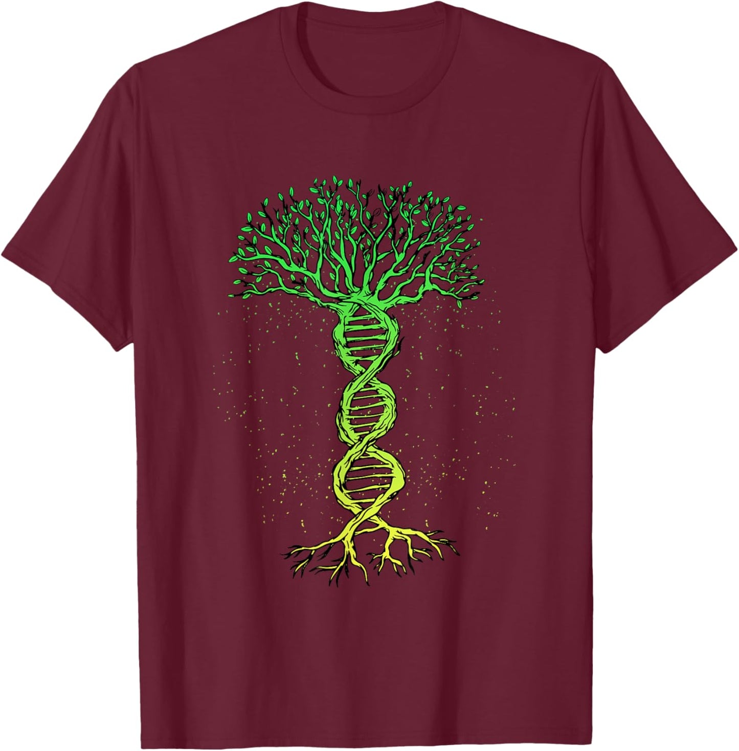 DNA Tree Life Genealogy Biologist Genetics Science Earth Day T-Shirt - T-Shirt | Maroon