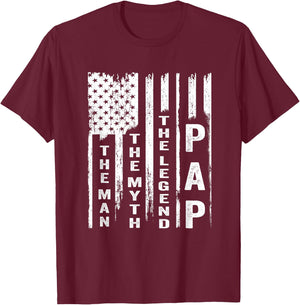 Pap The Man The Myth The Legend Shirt US Flag T-Shirt - T-Shirt | Maroon