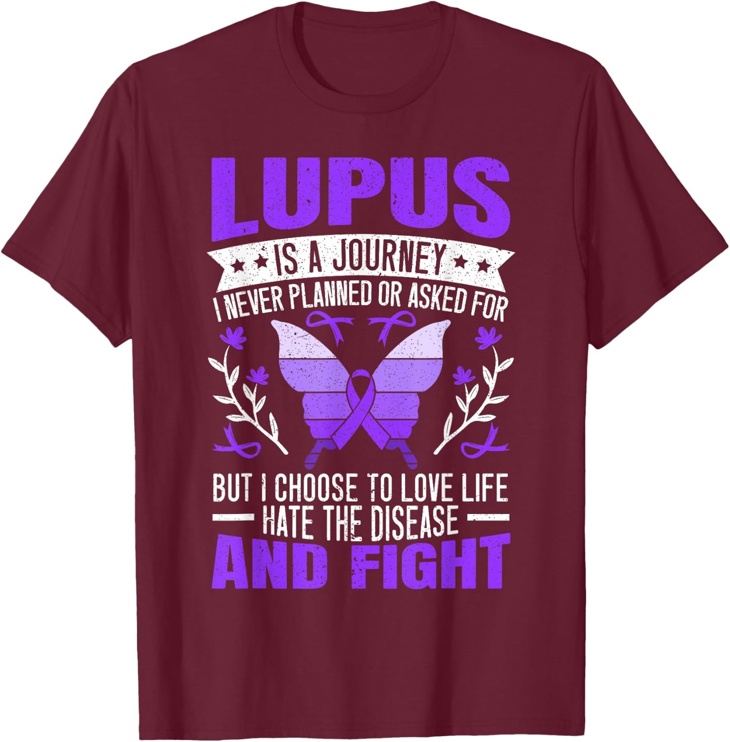 Lupus Awareness Butterfly Wear Purple SLE Autoimmune Disease Small T-Shirt - T-Shirt | Maroon
