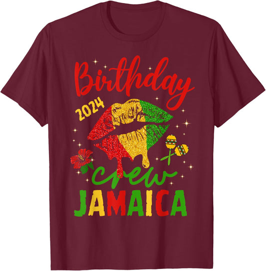 Women Birthday Queen Jamaica Girls Trip 2024 Party Matching T-Shirt - T-Shirt | Maroon