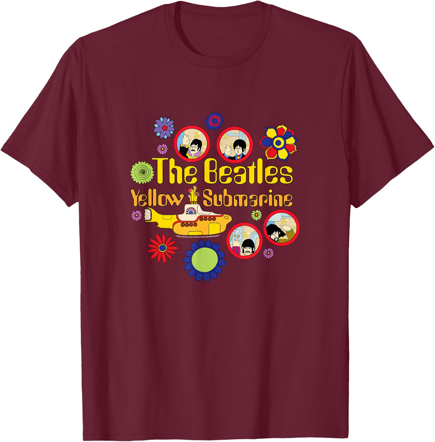 The Beatles - Yellow Submarinemarine Circles T-Shirt - T-Shirt | Maroon