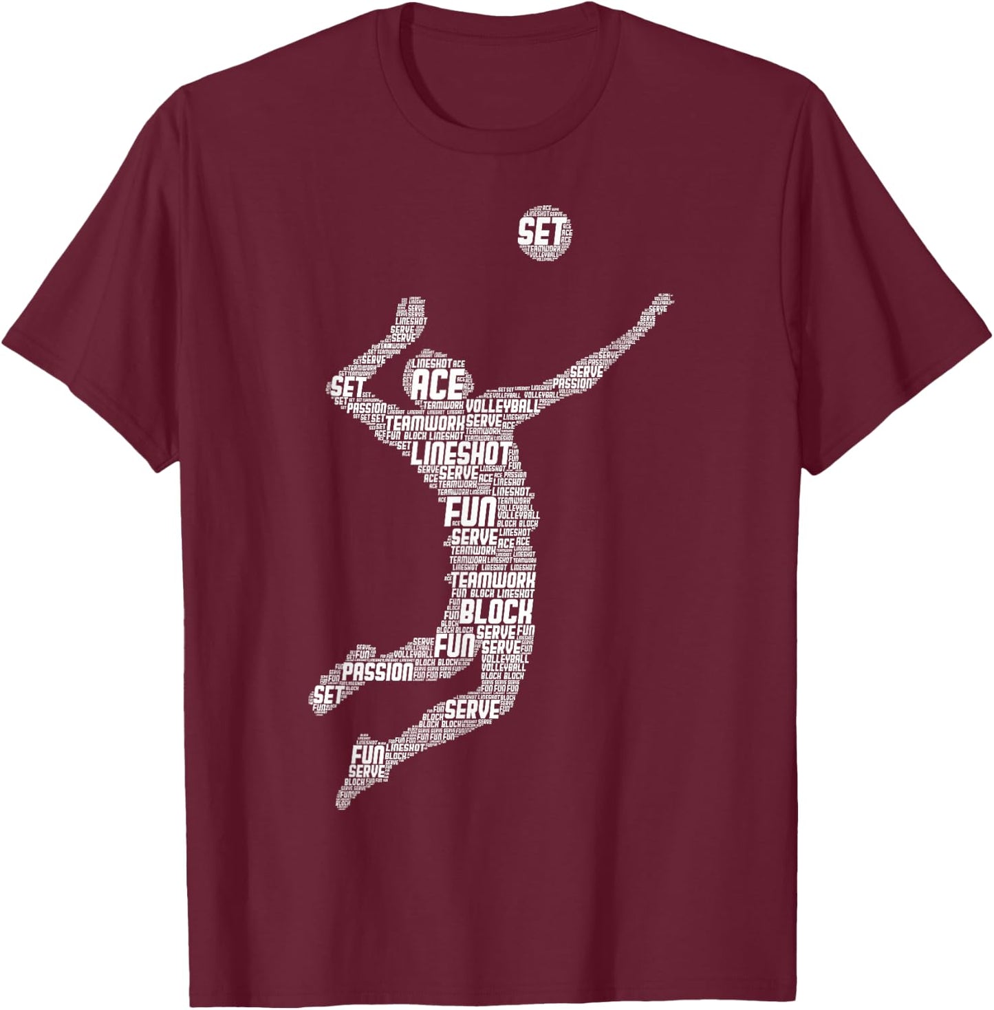 Volleyball Player Boys Youth Men T-Shirt - T-Shirt | Maroon