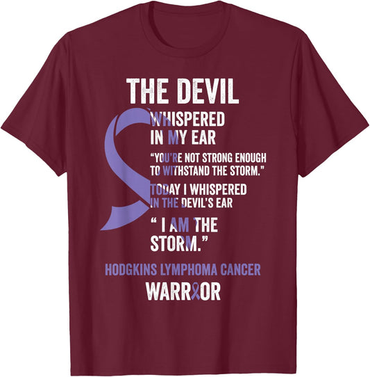 The Devil- Hodgkins Lymphoma Cancer Awareness Support Ribbon T-Shirt - T-Shirt | Maroon