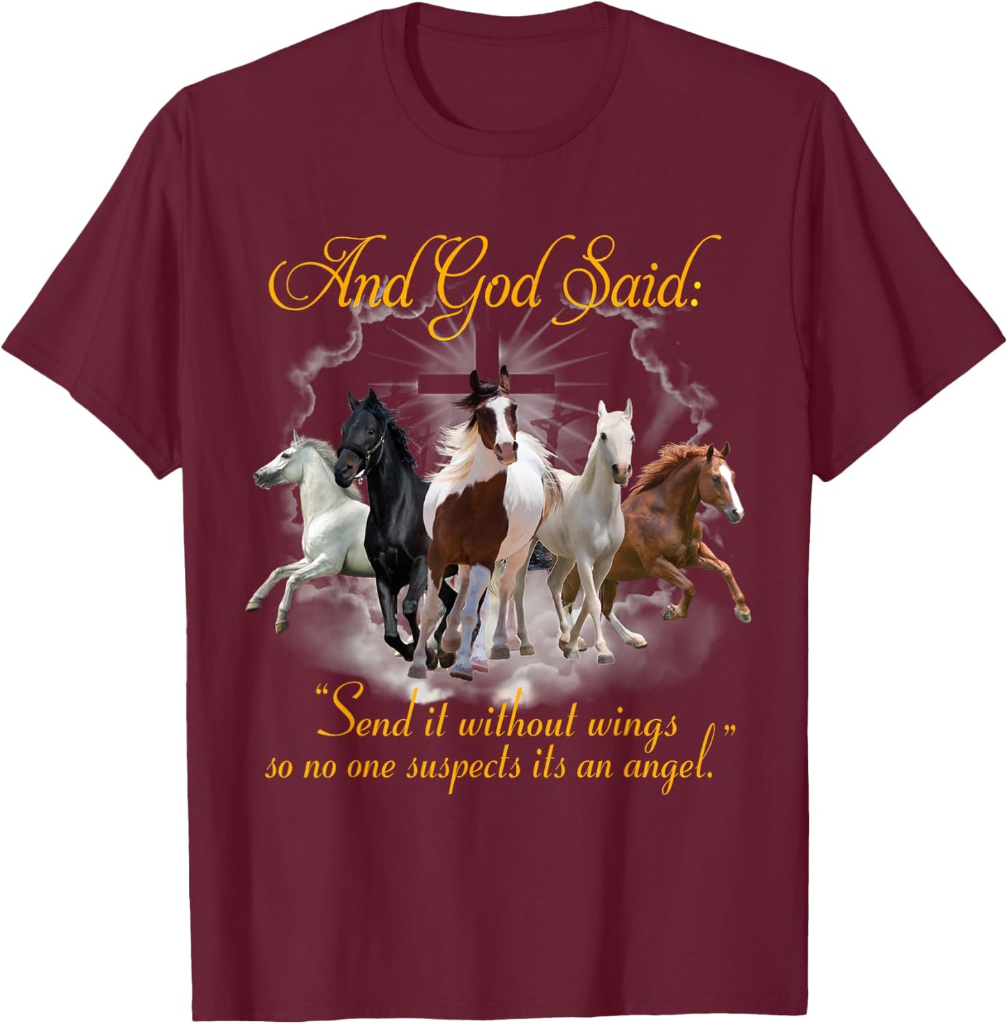 Horse Send It Without Wing T-Shirt - T-Shirt | Maroon