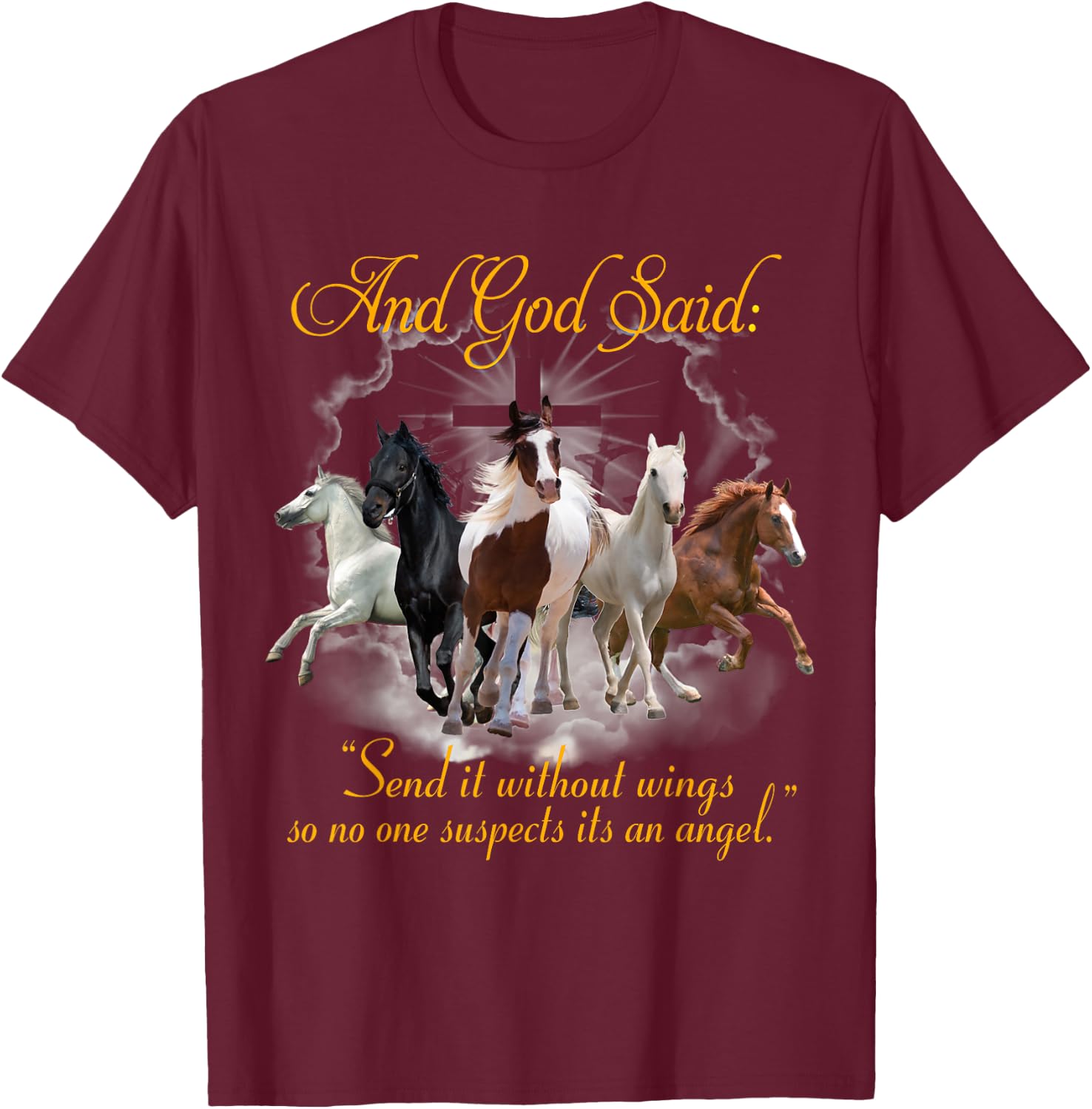 Horse Send It Without Wing T-Shirt - T-Shirt | Maroon