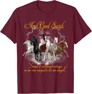 Horse Send It Without Wing T-Shirt - T-Shirt | Maroon