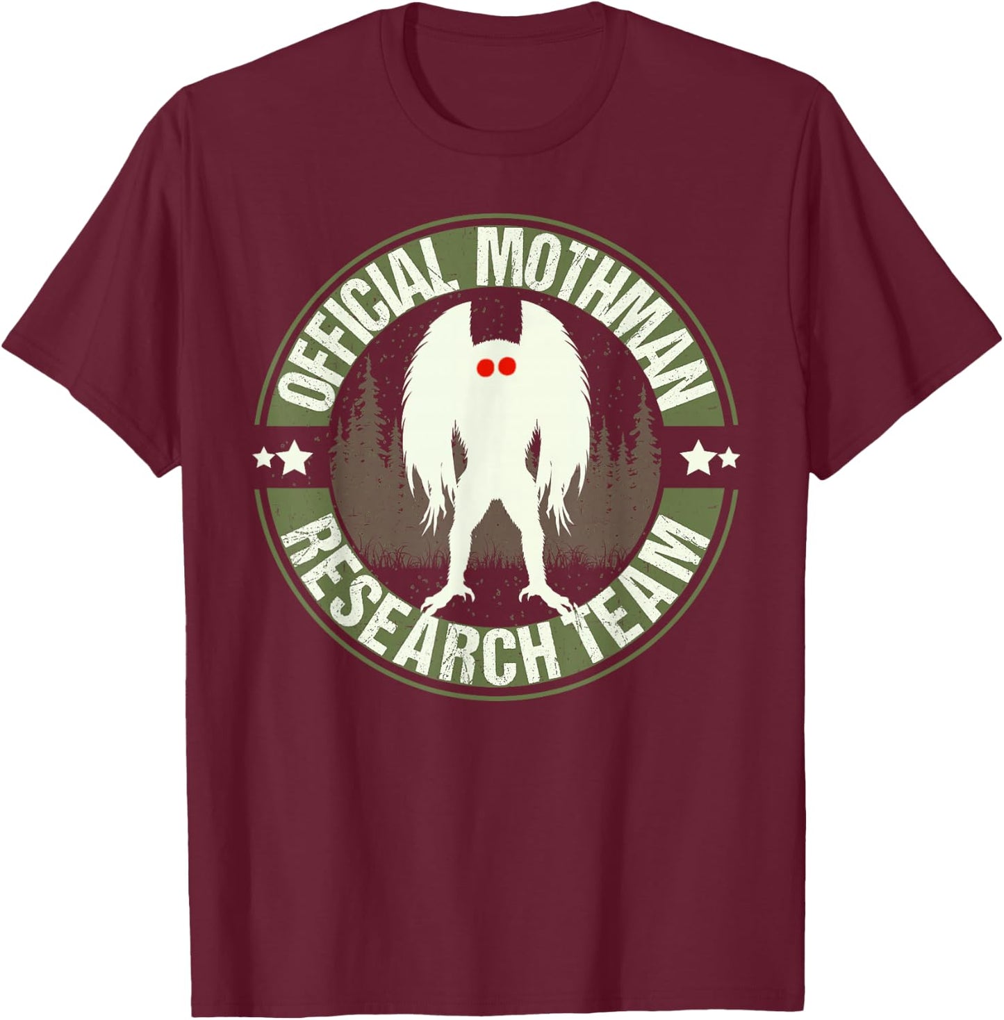 Mothman Research Team! Cool Cryptid Men Women Search Mothman T-Shirt - T-Shirt | Maroon