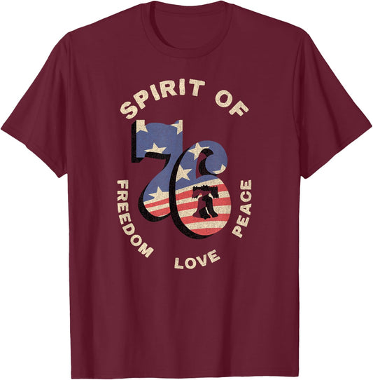 The Spirit of 76 Patriotic Vintage Retro Shirt T-Shirt - T-Shirt | Maroon