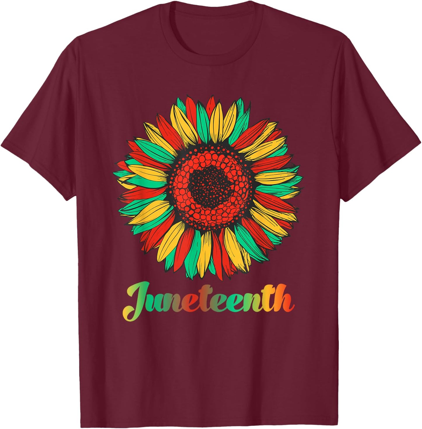 Sunflower Fist Juneteenth Black History African American T-Shirt - T-Shirt | Maroon