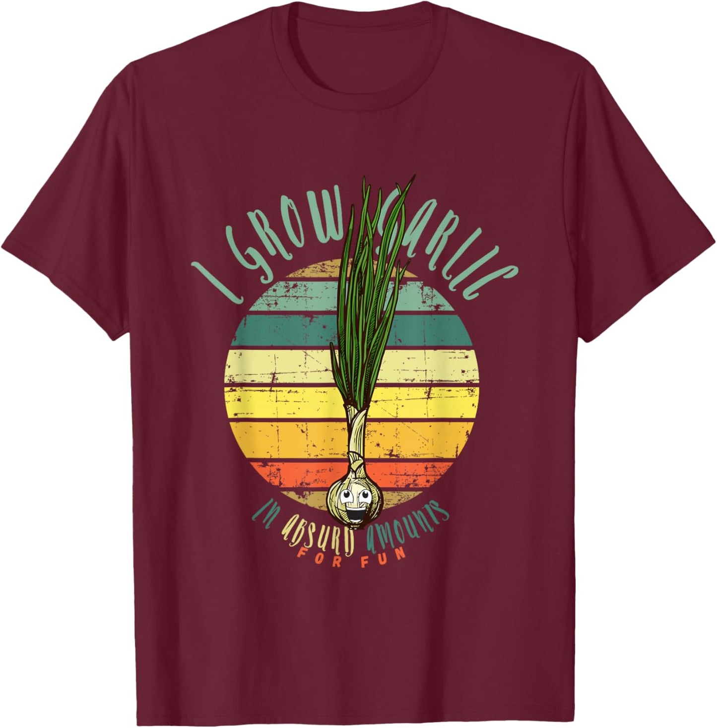 Funny Garlic Lover, Garlic Farmer, Garlic Gardener T-Shirt - T-Shirt | Maroon