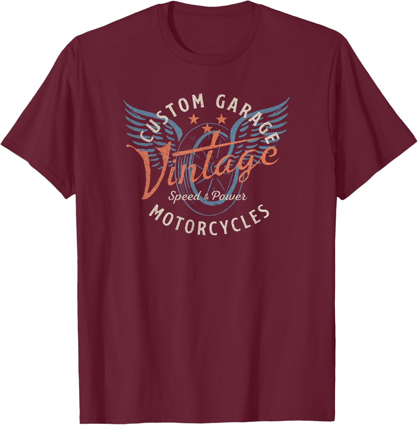 Trendy Custom Garage Vintage Motorcycles Logo T-Shirt - T-Shirt | Maroon