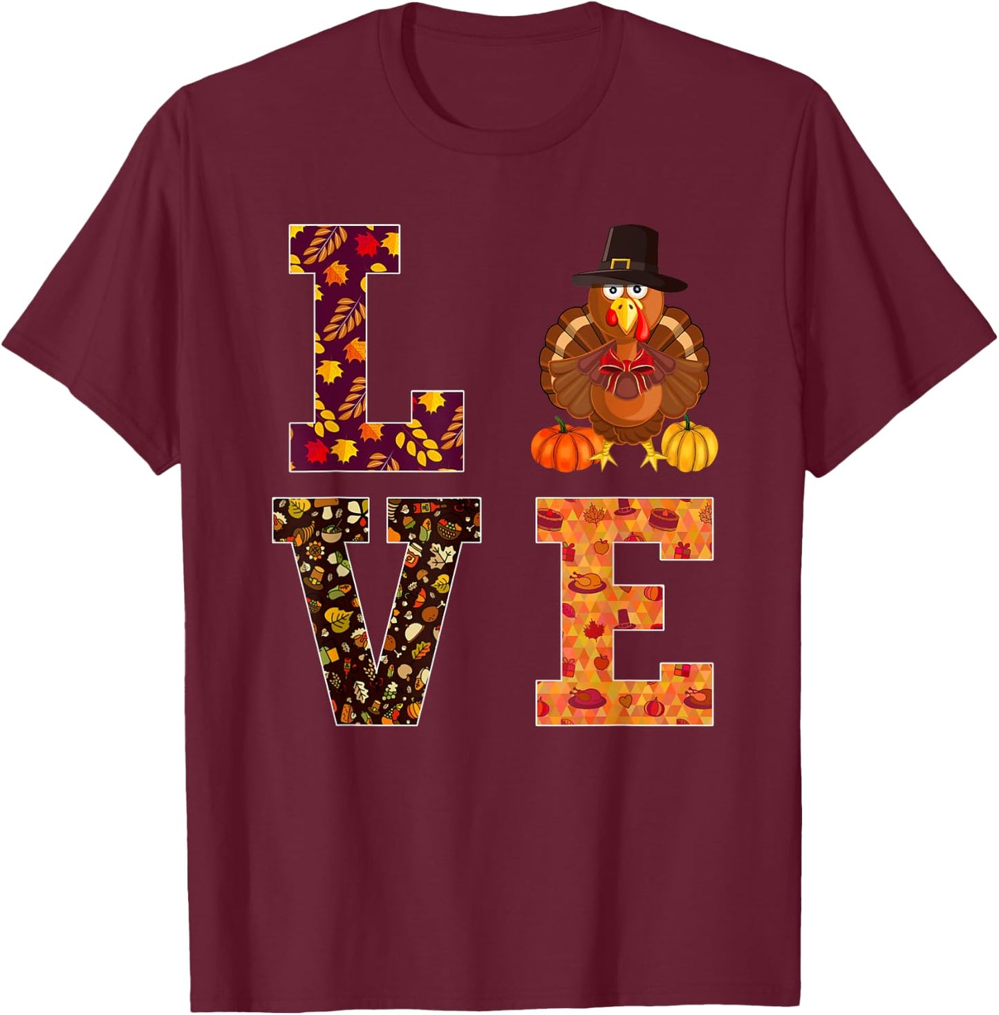 Funny thanksgiving turkey love apparel women men T-Shirt - T-Shirt | Maroon