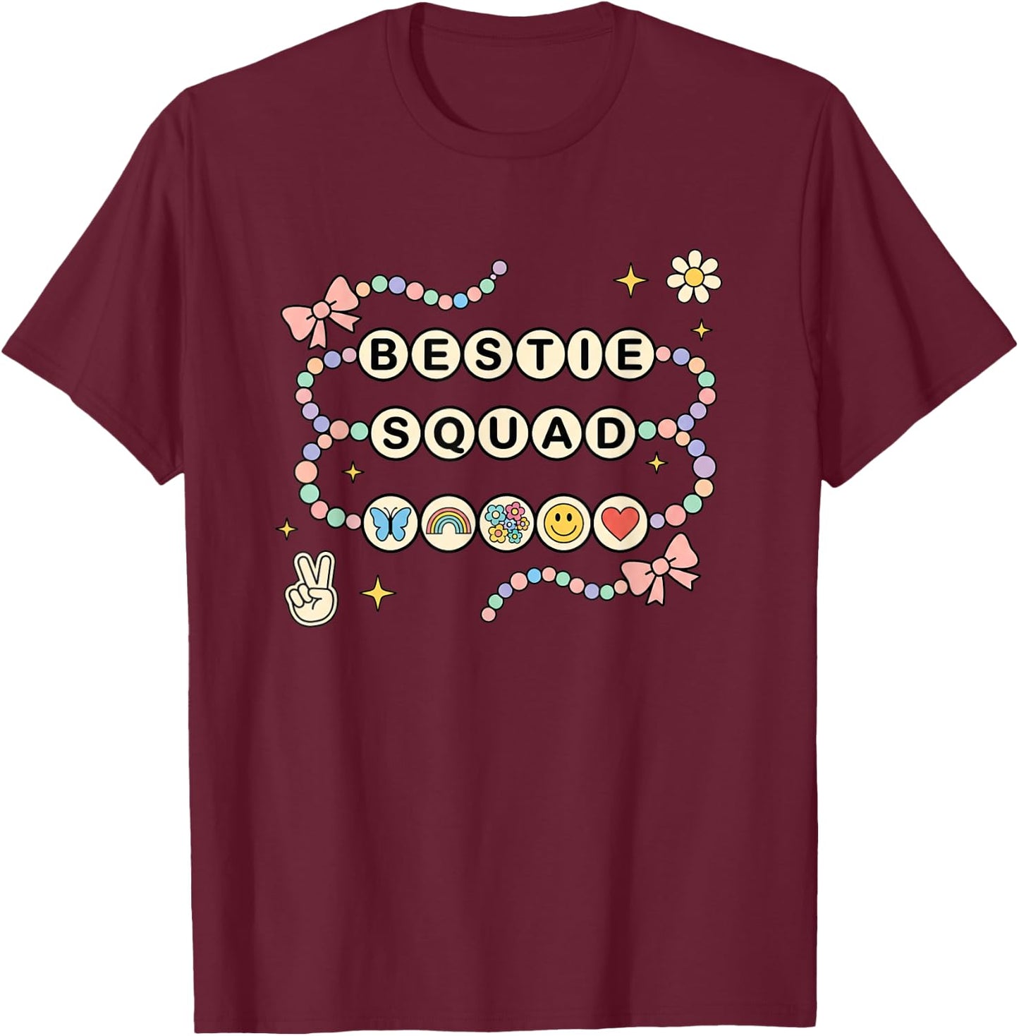Bestie Squad Kids Friendship Bracelet Graphic Top for Kids T-Shirt - T-Shirt | Maroon