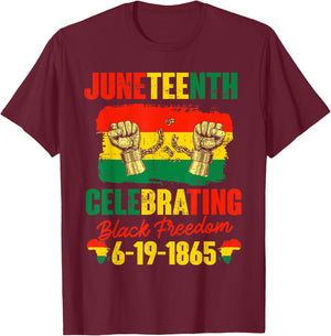 Juneteenth , Juneteenth Celebrating Black Freedom 1865 T-Shirt - T-Shirt | Maroon