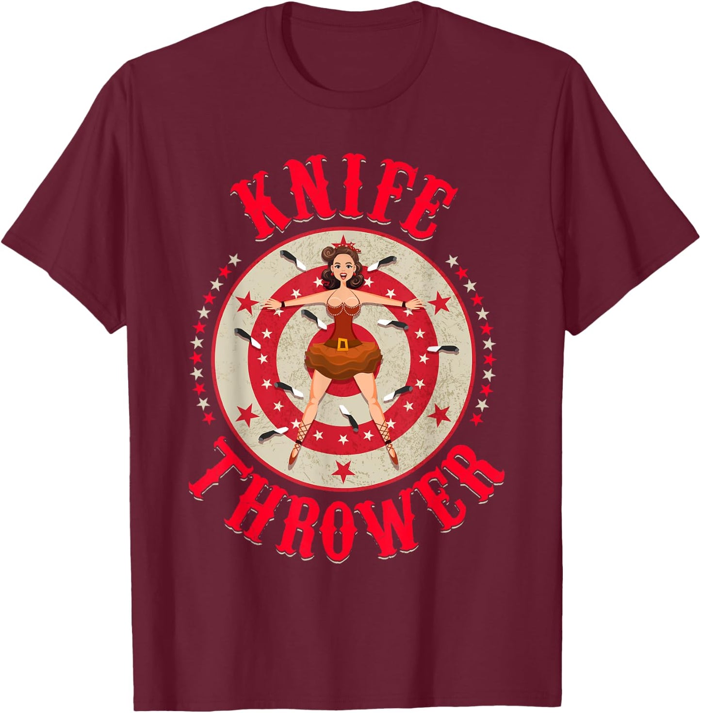 Circus - Circus Costume - Circus Knife Thrower Costume T-Shirt - T-Shirt | Maroon