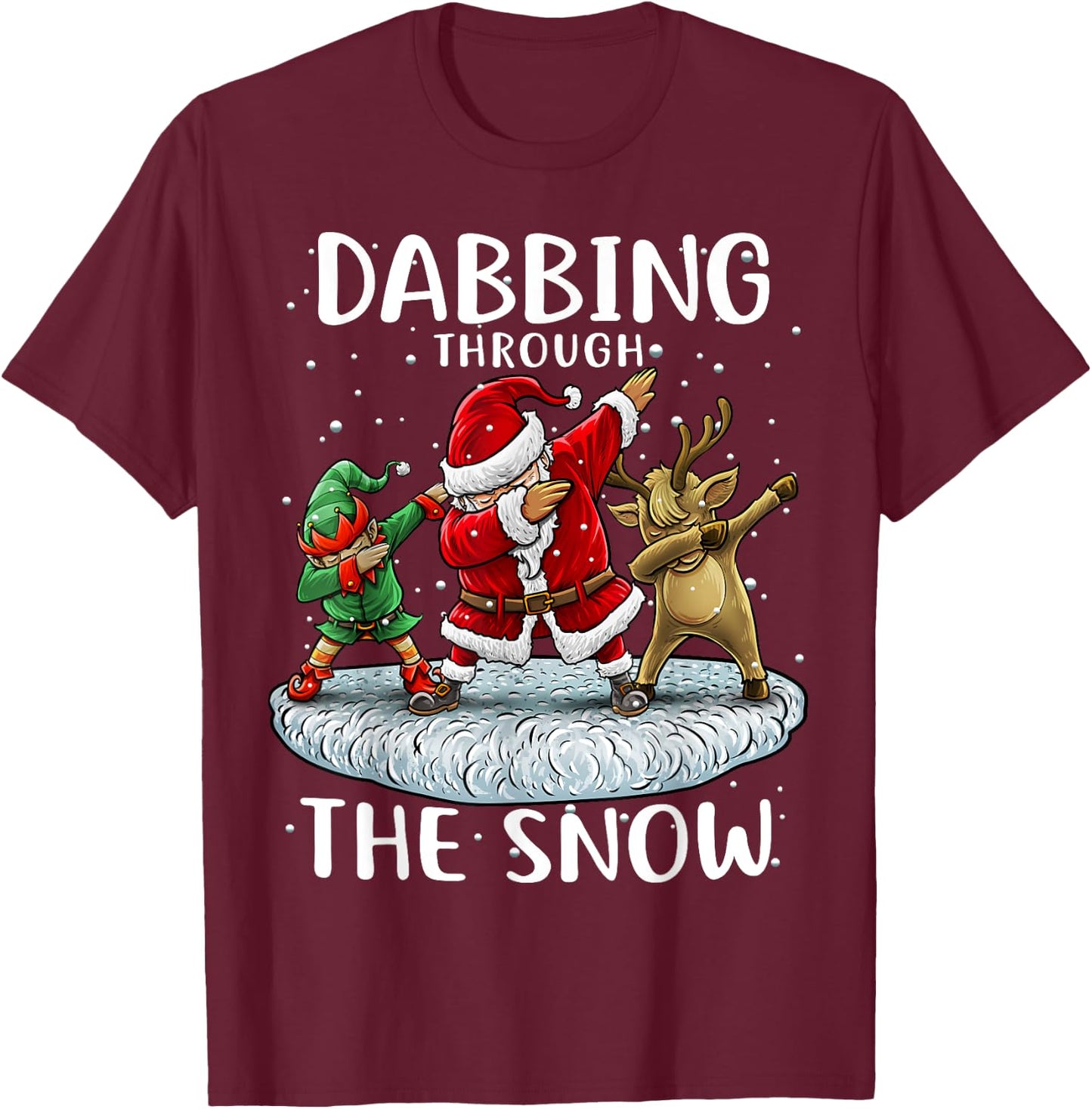 Santa Dabbing Through The Snow Funny Christmas Boys Kids T-Shirt - T-Shirt | Maroon