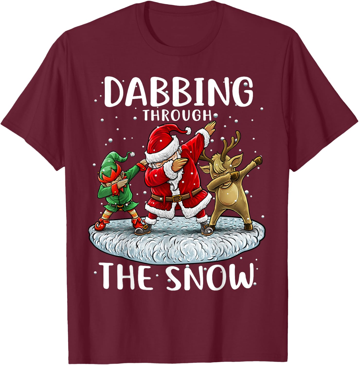 Santa Dabbing Through The Snow Funny Christmas Boys Kids T-Shirt - T-Shirt | Maroon