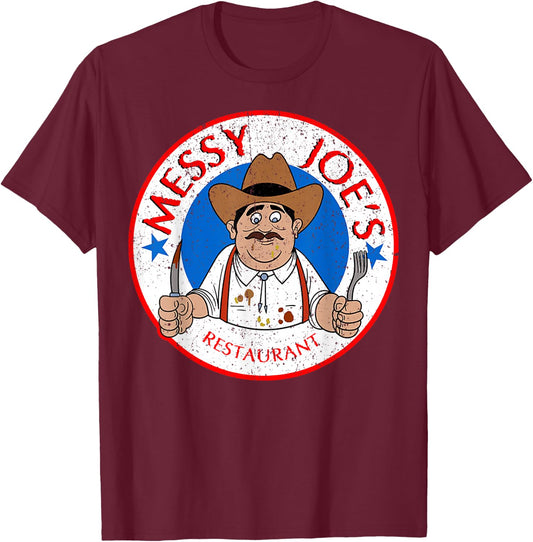 Vintage Messy Joes Restaurant T-Shirt - T-Shirt | Maroon