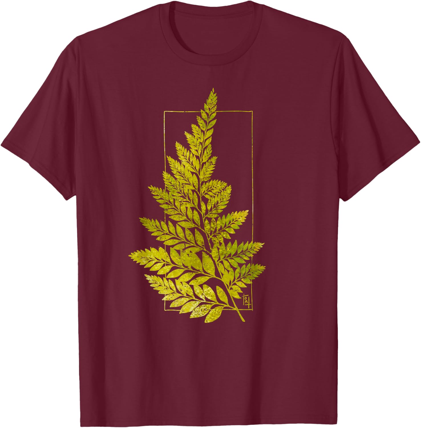Fern Blockprint II T-Shirt - T-Shirt | Maroon