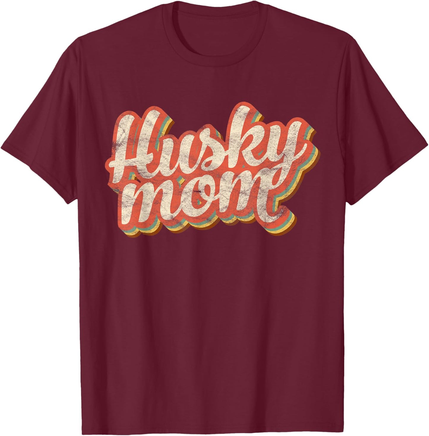 Vintage Husky Mom Gift Dog Lover Pet Siberian Huskies Mama Men Women Kids T-Shirt - T-Shirt | Maroon