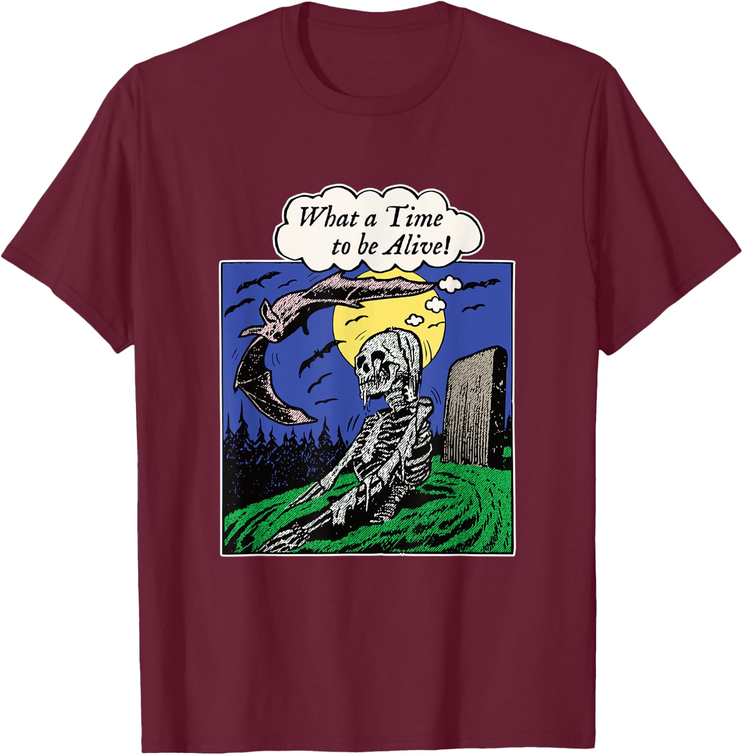 Funny Zombie Rising from Dead Vintage Horror Halloween T-Shirt - T-Shirt | Maroon