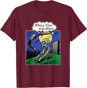 Funny Zombie Rising from Dead Vintage Horror Halloween T-Shirt - T-Shirt | Maroon