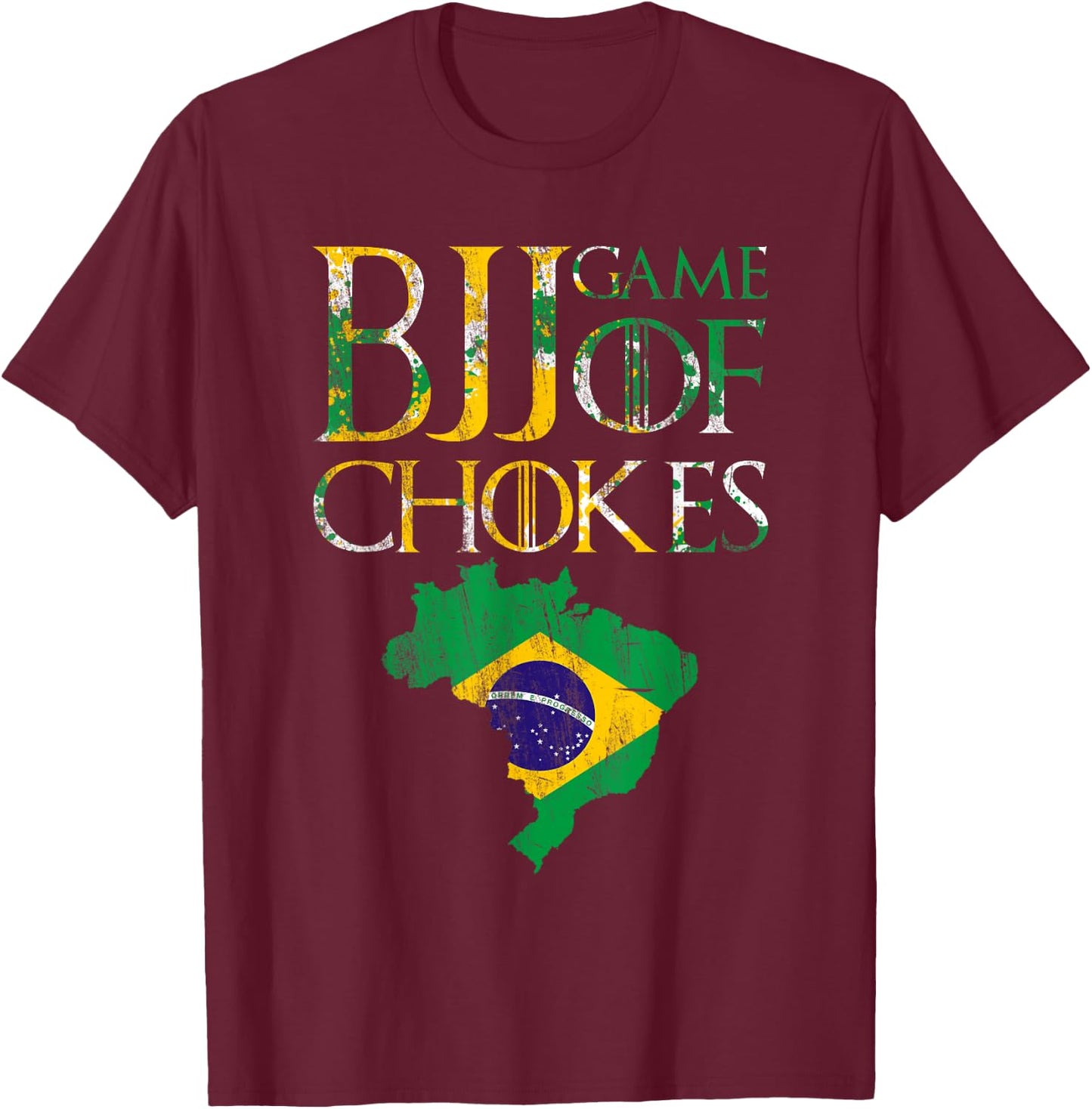 BJJ-Brazilian Jiu Jitsu Retro graphics T-Shirt - T-Shirt | Maroon