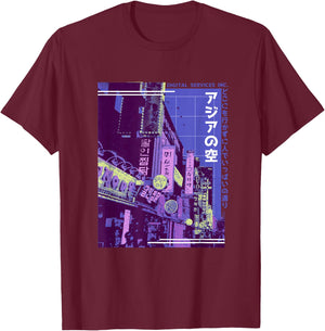 Aesthetic Style Vaporwave Japan 80s 90s Tokyo Osaka T-Shirt - T-Shirt | Maroon
