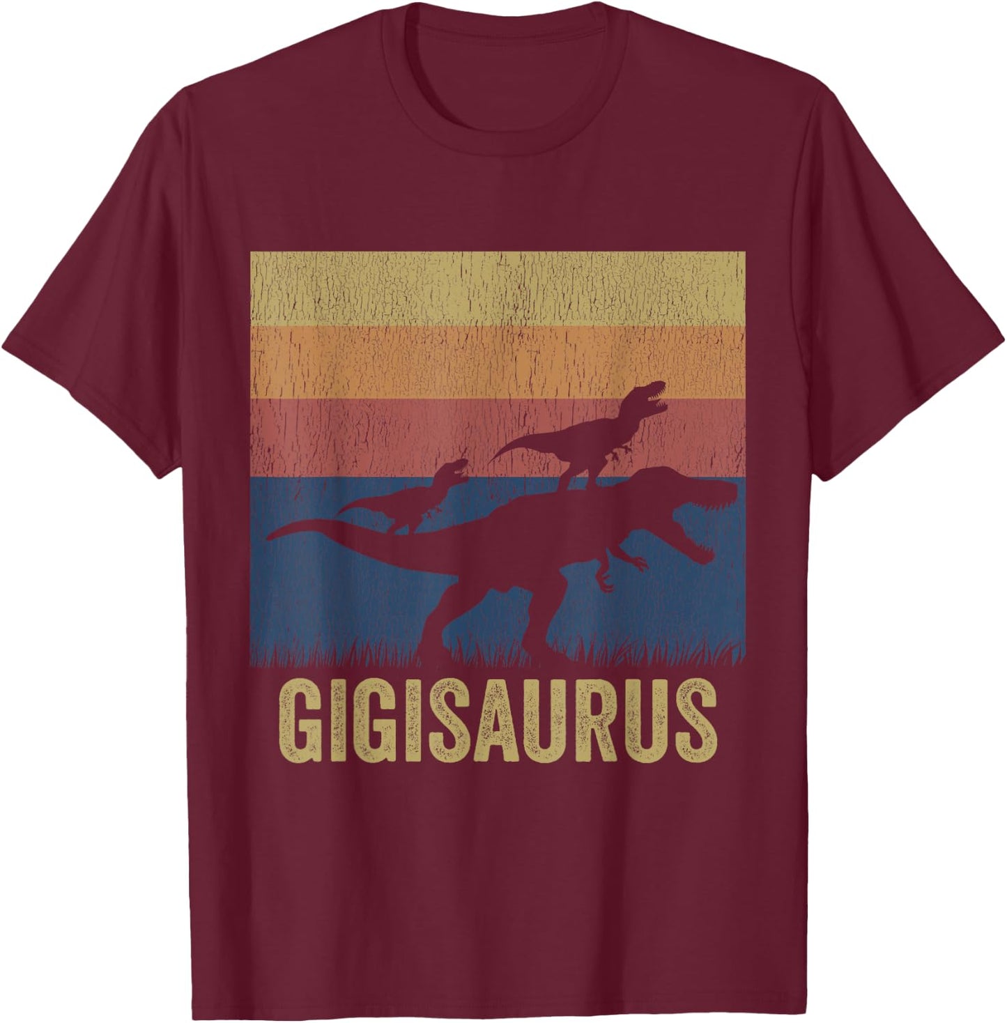 Gigisaurus T Rex Dinosaur Gigi Saurus Matching Dinosaur T-Shirt - T-Shirt | Maroon