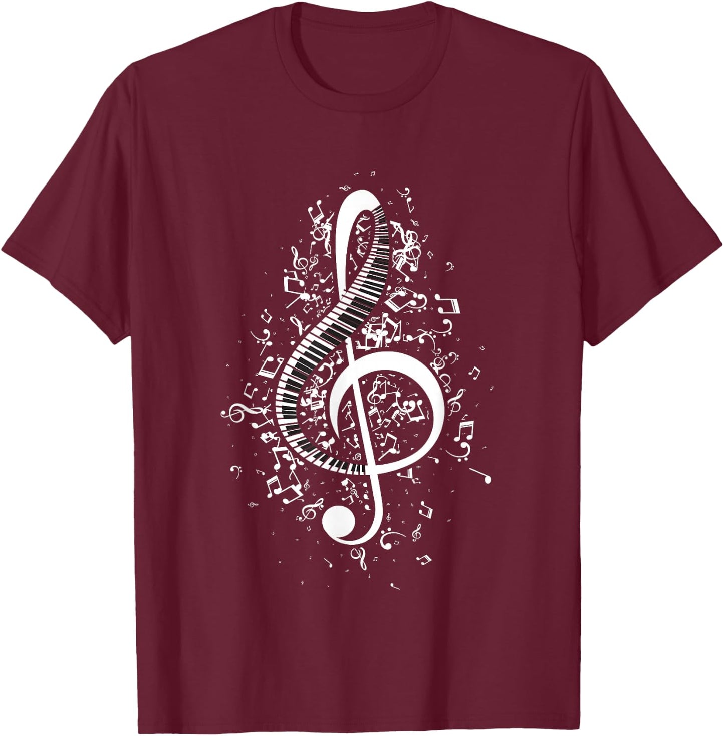 Treble Clef Keys - Piano Player Pianist Classical Music T-Shirt - T-Shirt | Maroon
